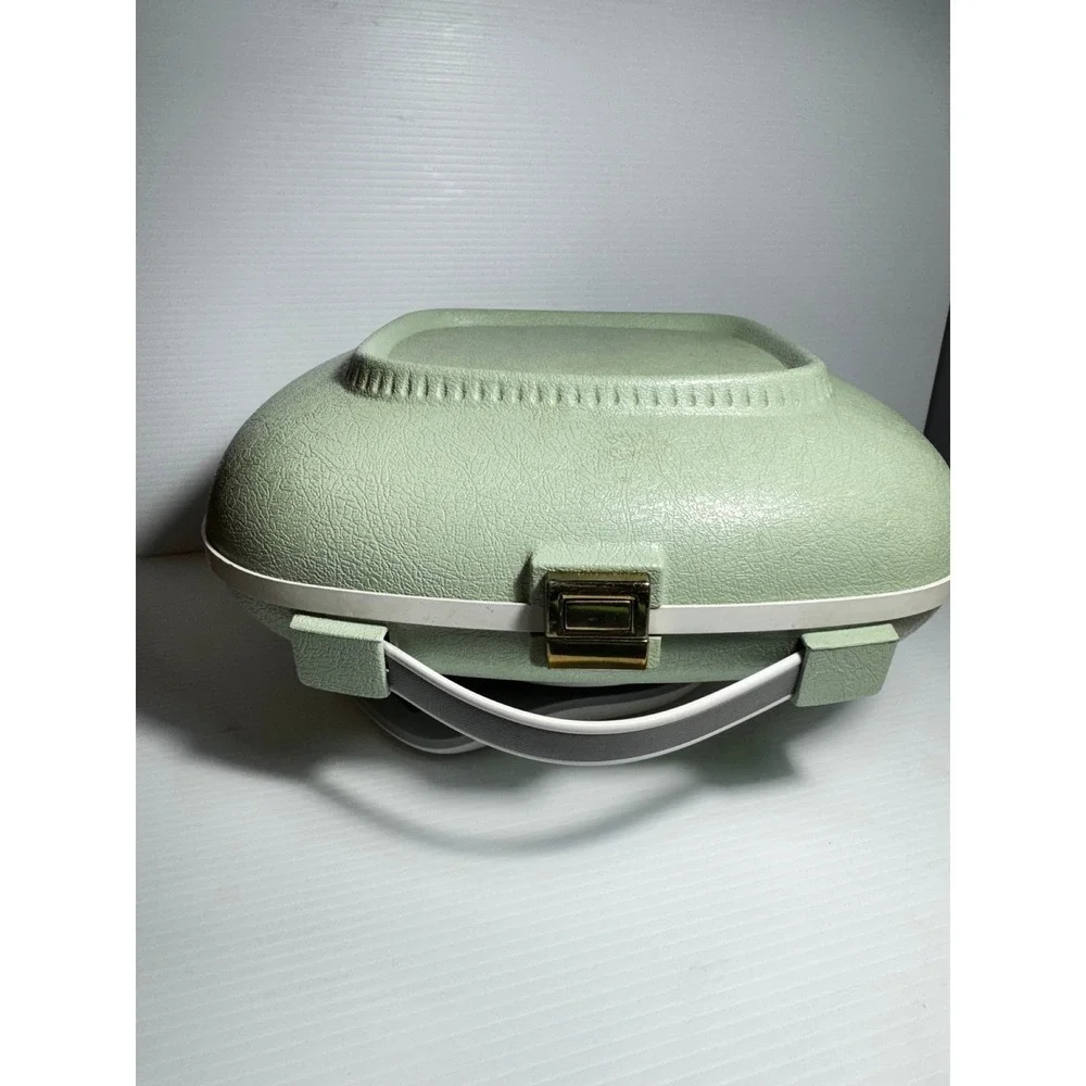 Vintage Sears Portable Bonnet Hair Dryer Mint Green Carry Case Tested Works